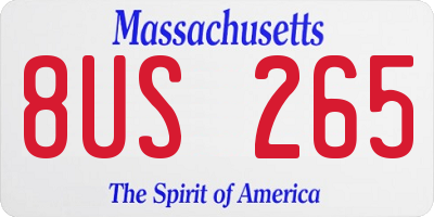 MA license plate 8US265