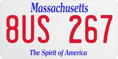 MA license plate 8US267