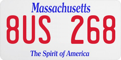 MA license plate 8US268