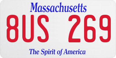 MA license plate 8US269