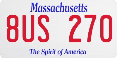 MA license plate 8US270