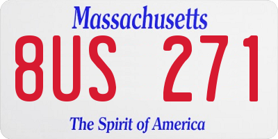 MA license plate 8US271