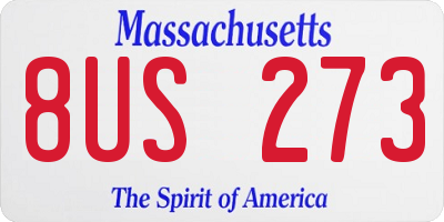 MA license plate 8US273