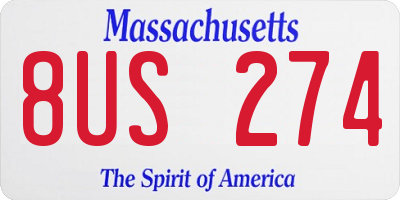 MA license plate 8US274