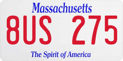 MA license plate 8US275
