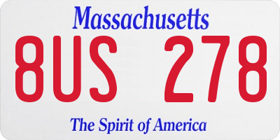 MA license plate 8US278