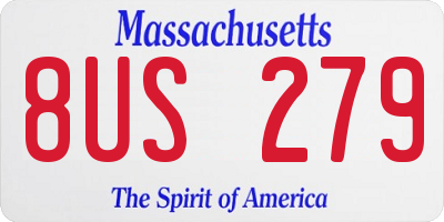 MA license plate 8US279
