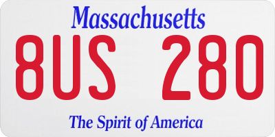 MA license plate 8US280