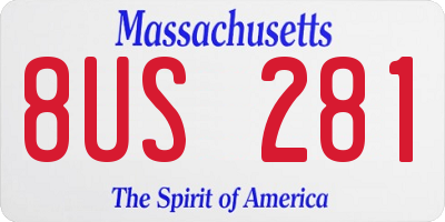 MA license plate 8US281