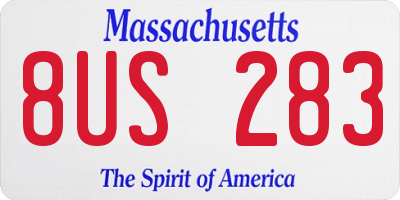 MA license plate 8US283