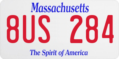 MA license plate 8US284