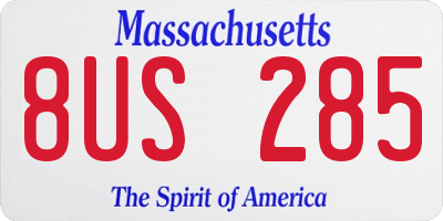 MA license plate 8US285