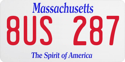 MA license plate 8US287