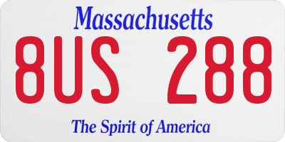 MA license plate 8US288