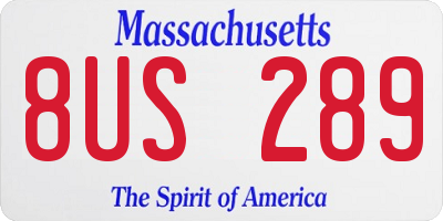 MA license plate 8US289