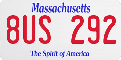 MA license plate 8US292