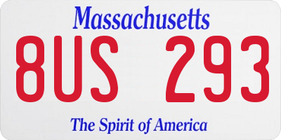 MA license plate 8US293