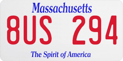 MA license plate 8US294
