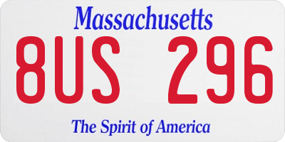 MA license plate 8US296
