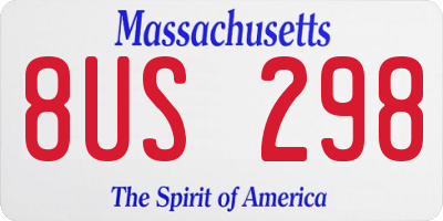 MA license plate 8US298