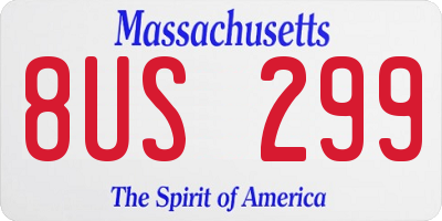MA license plate 8US299