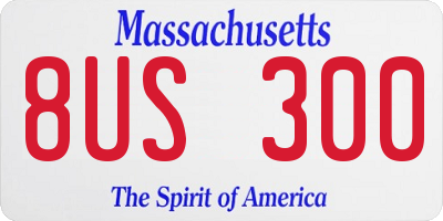 MA license plate 8US300