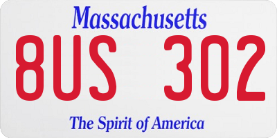MA license plate 8US302