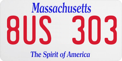 MA license plate 8US303