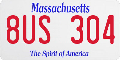 MA license plate 8US304