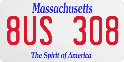 MA license plate 8US308