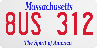 MA license plate 8US312