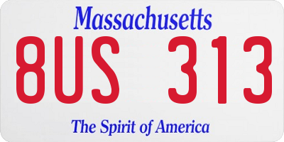 MA license plate 8US313
