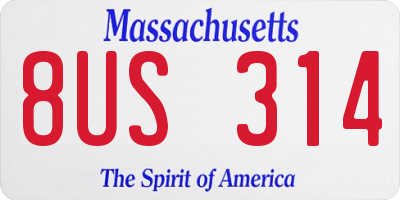 MA license plate 8US314