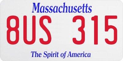 MA license plate 8US315