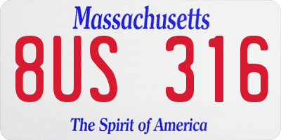 MA license plate 8US316