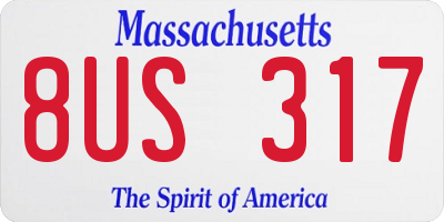 MA license plate 8US317