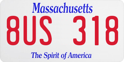 MA license plate 8US318