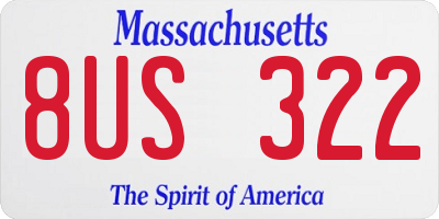 MA license plate 8US322
