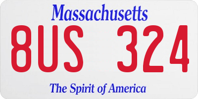 MA license plate 8US324