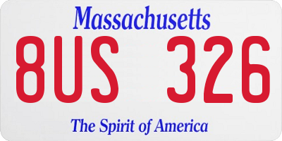 MA license plate 8US326