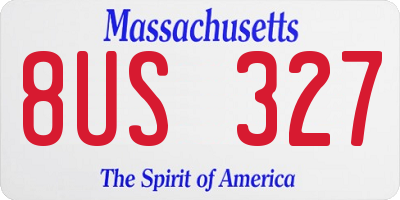 MA license plate 8US327