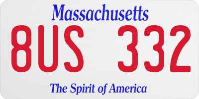 MA license plate 8US332