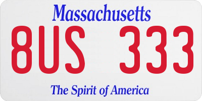 MA license plate 8US333