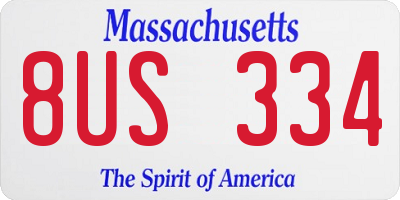 MA license plate 8US334