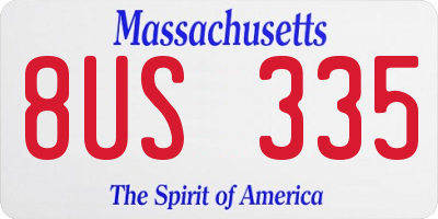 MA license plate 8US335