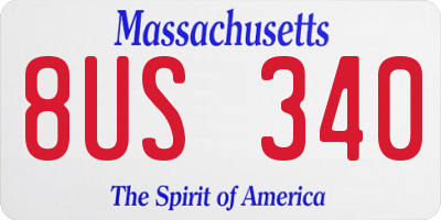 MA license plate 8US340