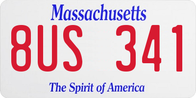 MA license plate 8US341