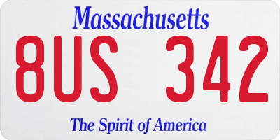 MA license plate 8US342