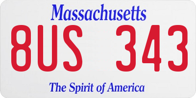 MA license plate 8US343