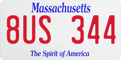 MA license plate 8US344